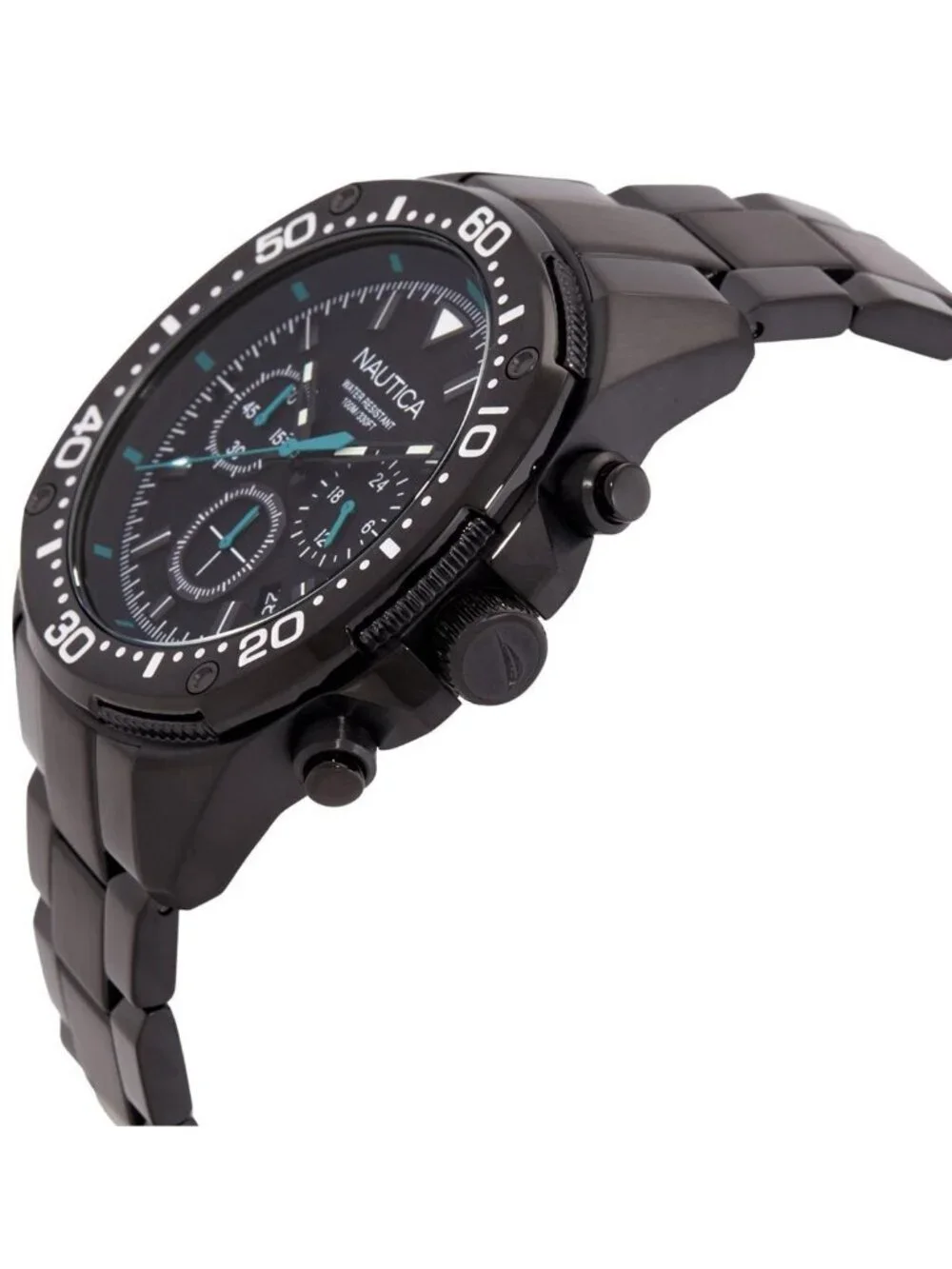 NWT Nautica NCT Blue Sail Chronograph Quartz Black Dial Men's Watch